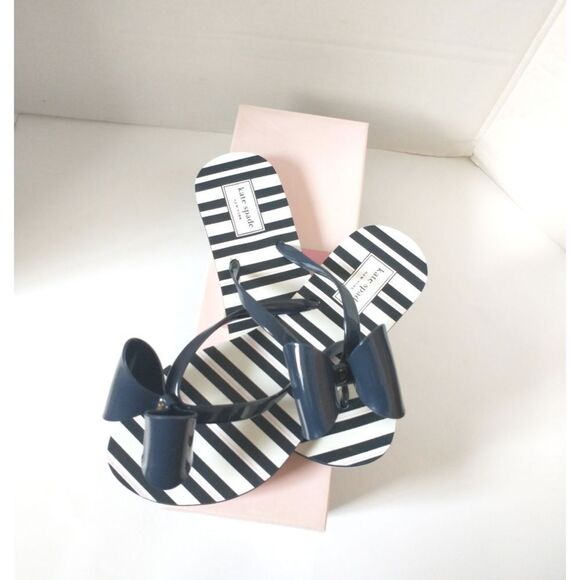 New! KATE SPADE Women's Norma Bow Flip-Flop Sandals Shoes Blue White Size 6 - Picture 9 of 11